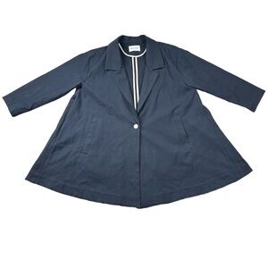 Maria Stanley Blazer Womens M Nash Oversized Lagenlook Navy Blue Modern Designer
